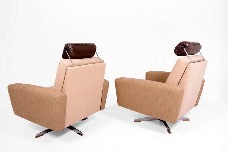 Swiss Mid Century Modern Pair of Club Chairs