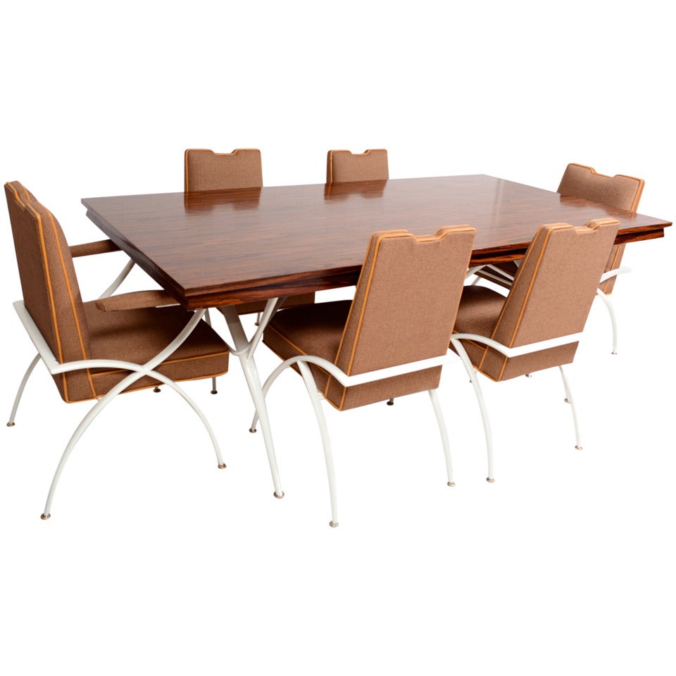 Mexican Modernist Mid-Century Modern Dining Rosewood Table with Chairs