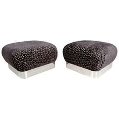 Pair of Karl Springer Souffle Pouf  Ottomans