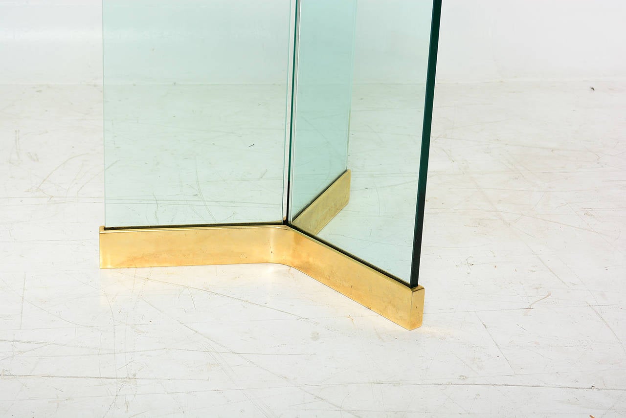 American Glass and Brass Dining Table  Leon Rosen for PACE