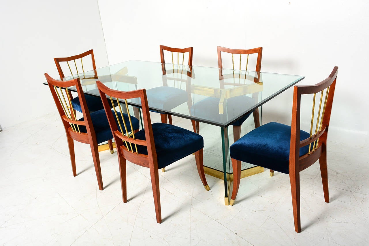 Glass and Brass Dining Table  Leon Rosen for PACE 2