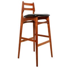 Tabouret de bar en teck moderne danois du milieu du siècle:: style Erik Buck