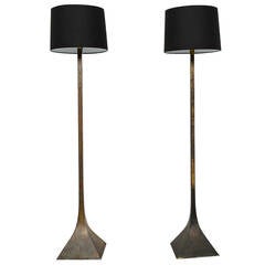 Pair of Brass Floor Lamps by Stewart Ross for Hansen