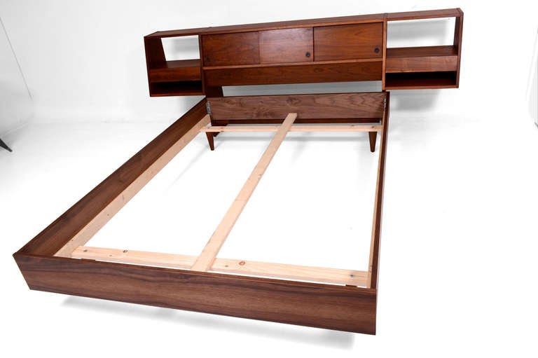 wood floating platform bed