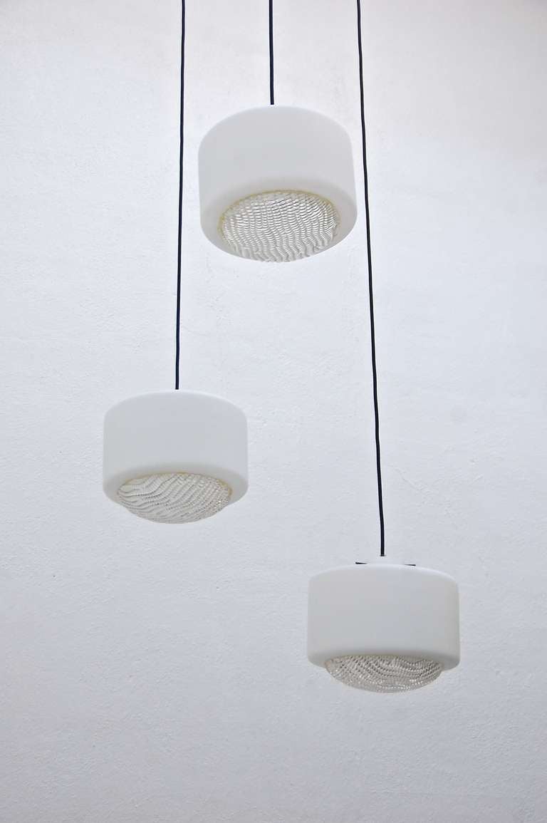 Italienische dreiglasige Kronleuchter (Aluminium) im Angebot