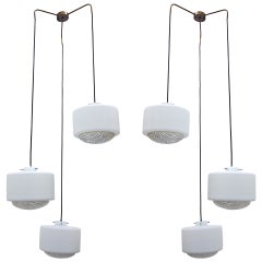 Vintage Italian Tri Glass Chandeliers