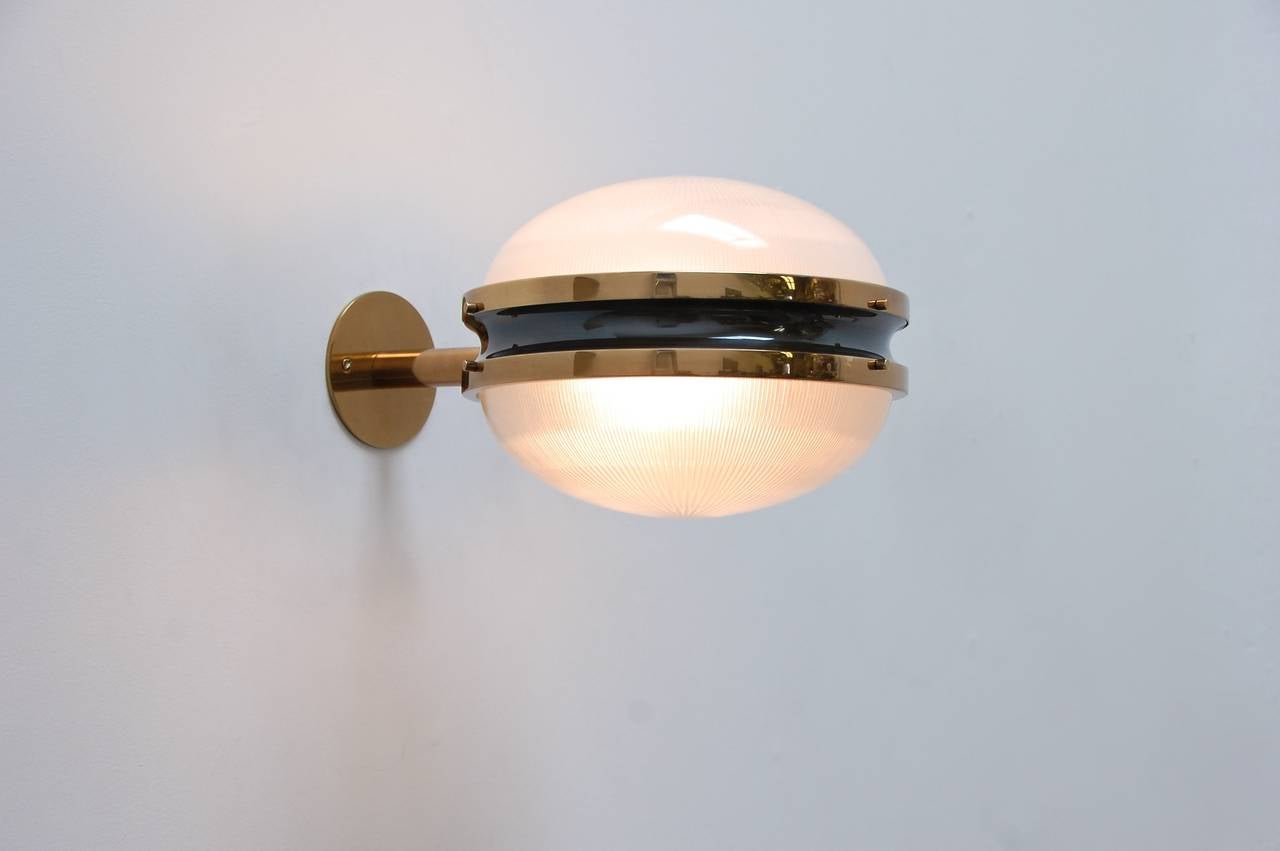 Large Sergio Mazza Sigma wall lamp or sconce from Italy. Can be mounted either vertically or as a ceiling fixture. Completely rewired and adapted for use in the US.