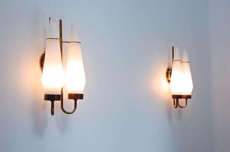 Double Shade Glass Sconces at 1stdibs