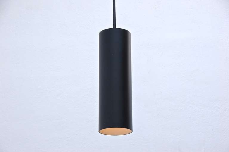 Modern Pair of American Cylinder Pendants For Sale