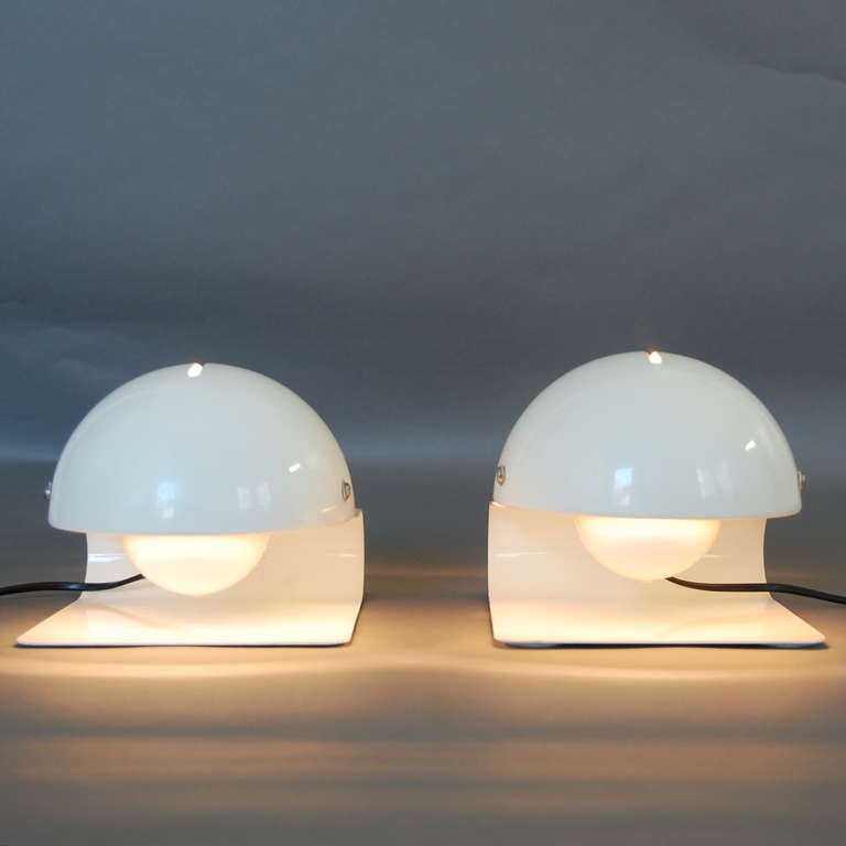 Steel Pair of Guzzini Table Lamps