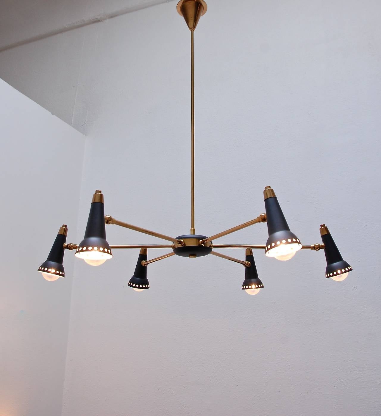 Italian SixArm Articulated Chandelier at 1stdibs