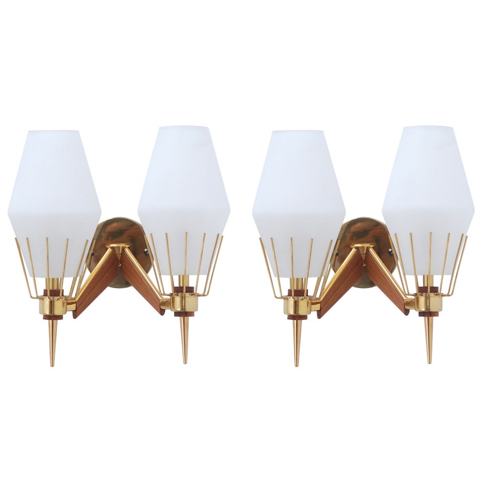 Mid-Century Teak Sconces at 1stDibs