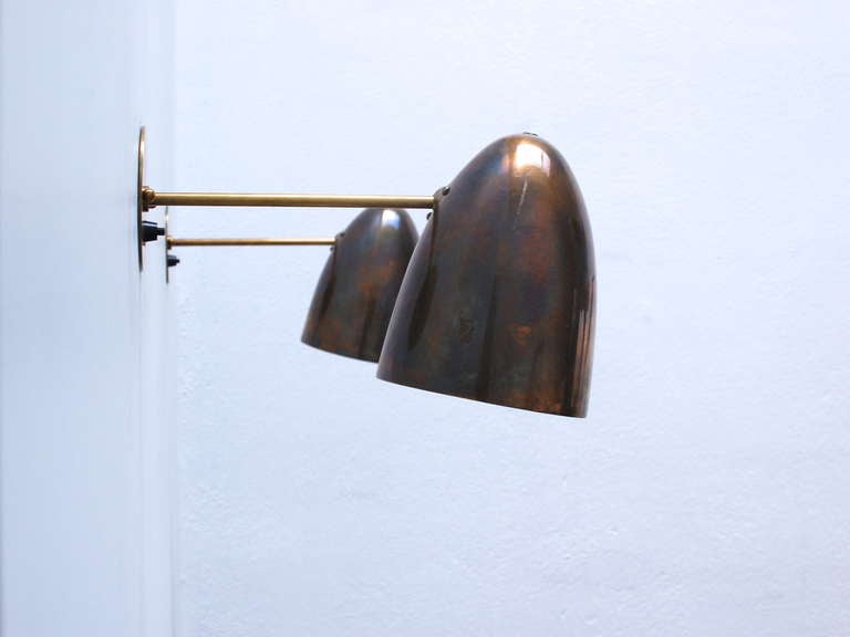 Pivot Brass Sconces In Excellent Condition In Los Angeles, CA