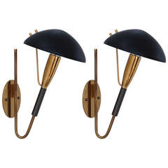 Rare Louis Kalff Attributed Two-Tone Patina Brass Sconces, Holland