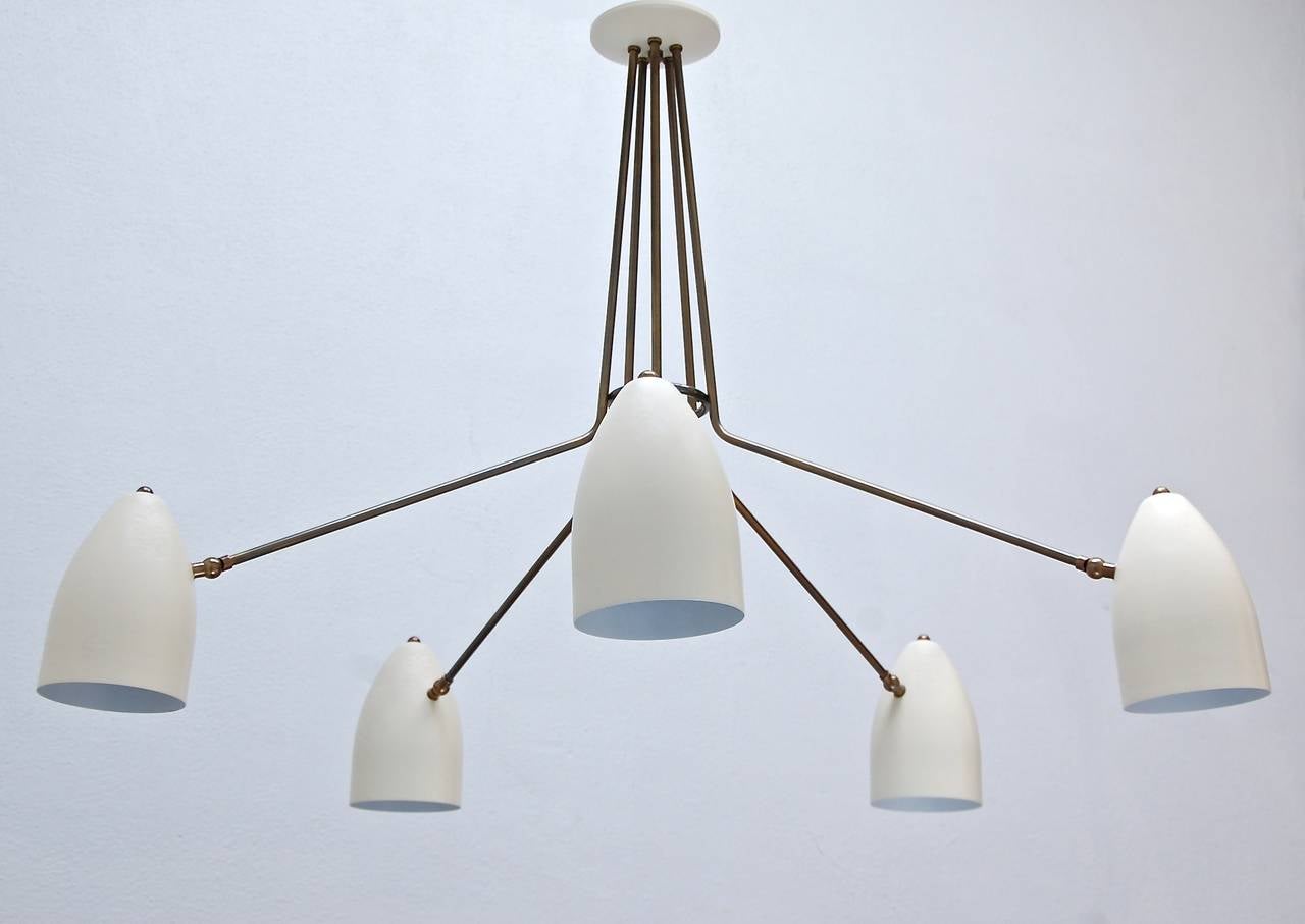 Mid-Century Modern LU lustre à cinq bras de lumière par Lumfardo Luminaires en vente