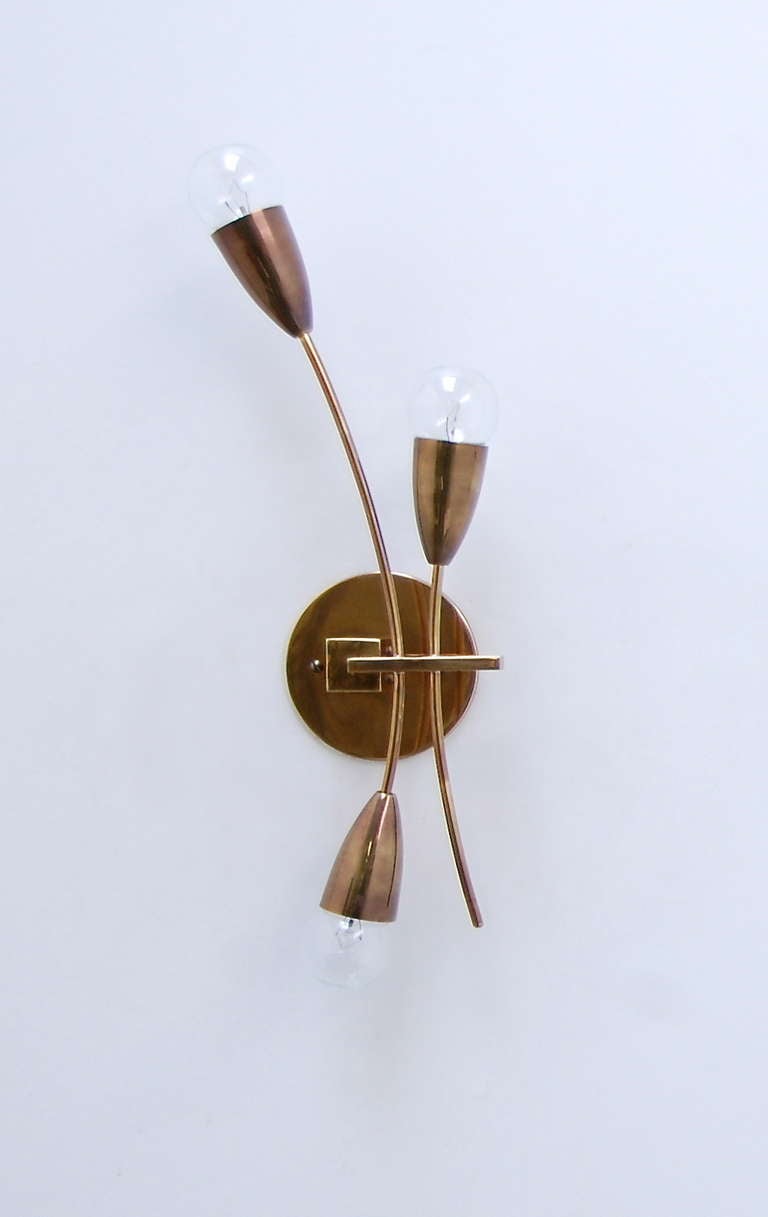 Italian Brass Tulip Sconces