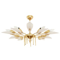 Italian Brass and Lucite Chandelier