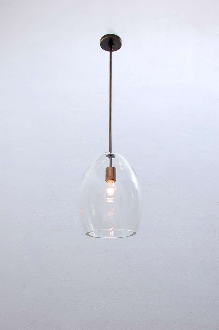 Large Glass Drop Pendant In Excellent Condition For Sale In Los Angeles, CA