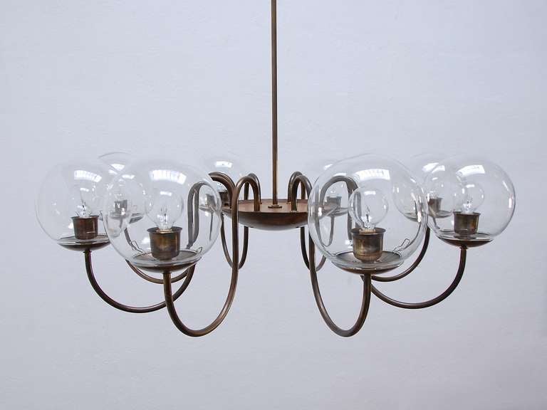 8 Globe Italian Brass Chandeliers 1