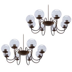 8 Globe Italian Brass Chandeliers