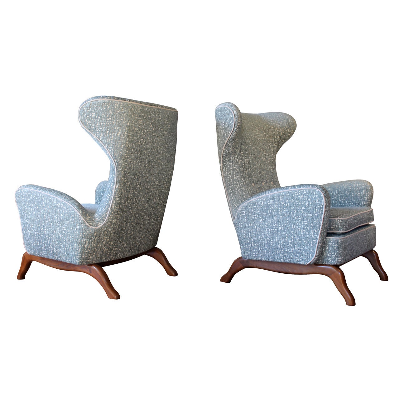 Pair of 1960s Italian Wingback Lounge Chairs For Sale