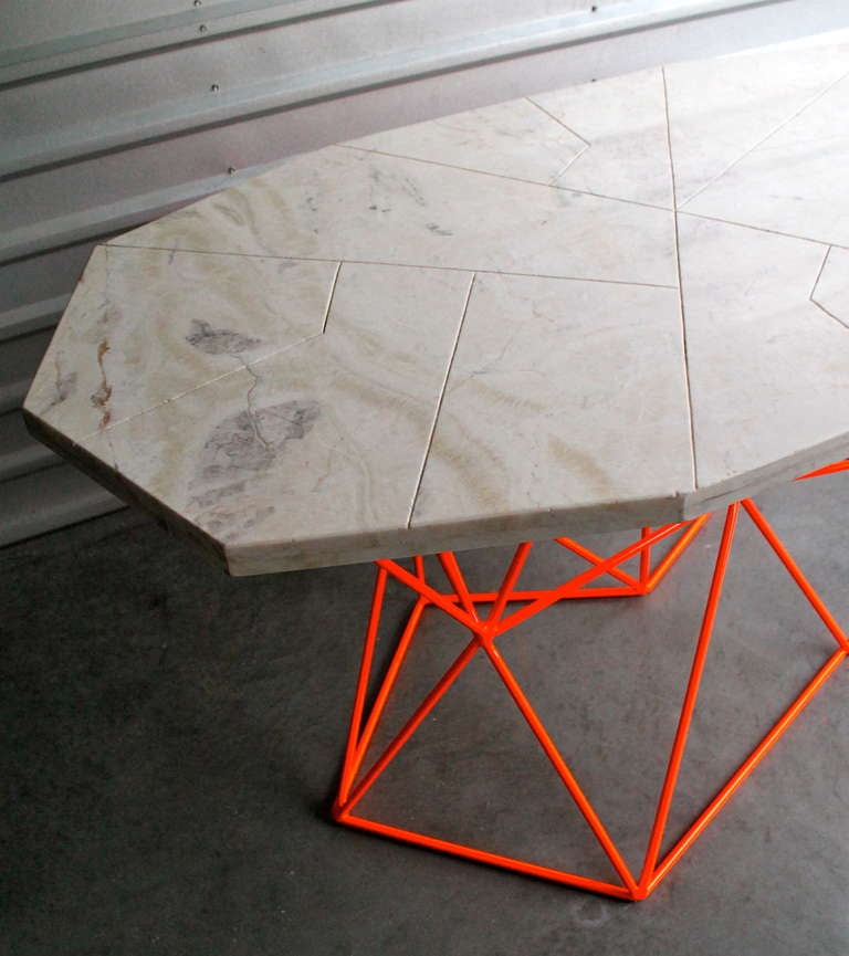 Asymmetrical Marble Dining Table or Desk by Alberto Vieyra, USA 2009 In Good Condition In San Diego, CA