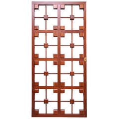 1970's Mahogany Lattice Interior Door.