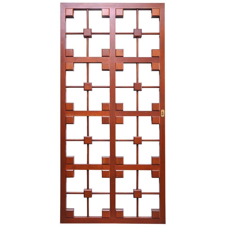 1970's Mahogany Lattice Interior Door.