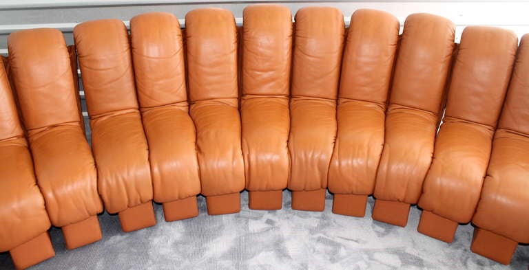 Mid-Century Modern 1970's De Sede Non-Stop Leather Sofa DS-600