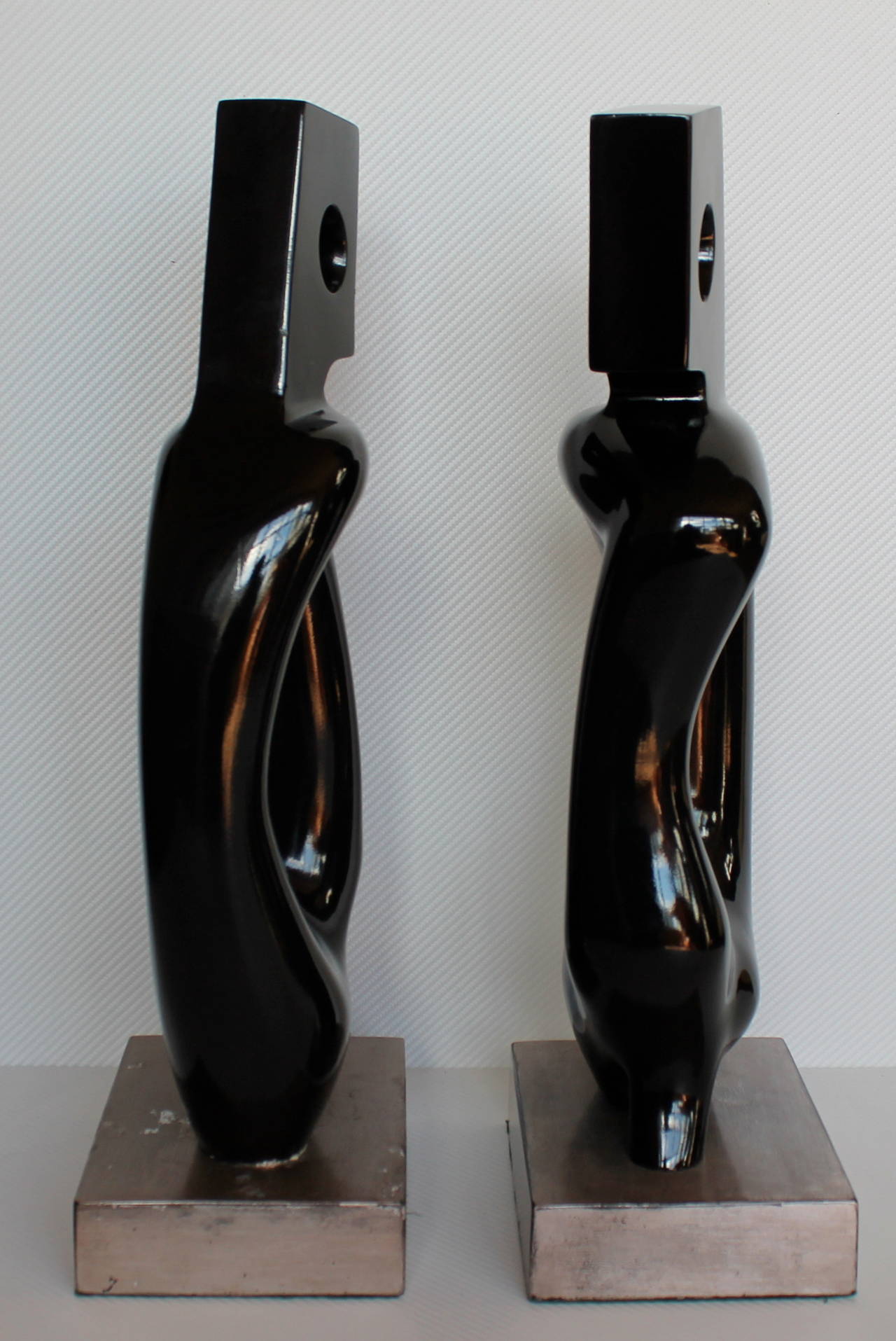Mexican Set of Two Biomorphic Organic Carved Lacquered Wood Sculptures For Sale
