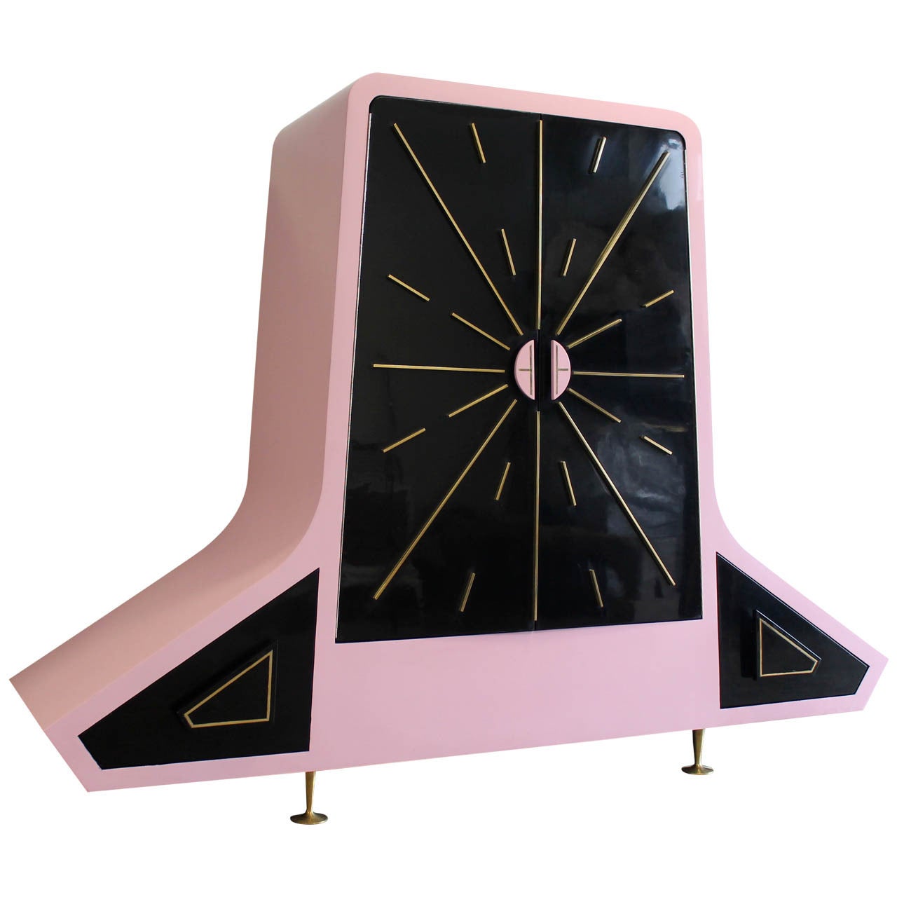 Pink and Black Lacquered Armoire by Frank Kyle, Mexico, 1950s For Sale