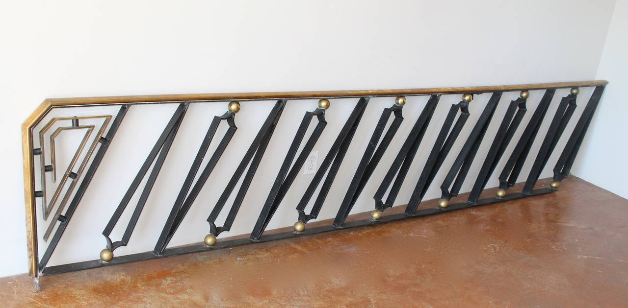 Mexican Forged Iron and Brass Handrail by Arturo Pani, Mexico City, 1940s For Sale