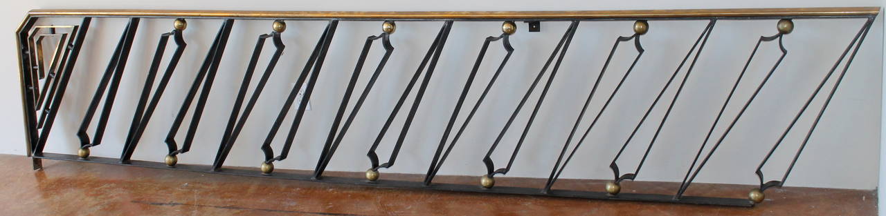 Mid-20th Century Forged Iron and Brass Handrail by Arturo Pani, Mexico City, 1940s For Sale
