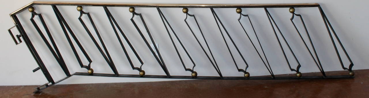 Mid-20th Century Forged Iron and Brass Handrail by Arturo Pani, Mexico City 1940s For Sale