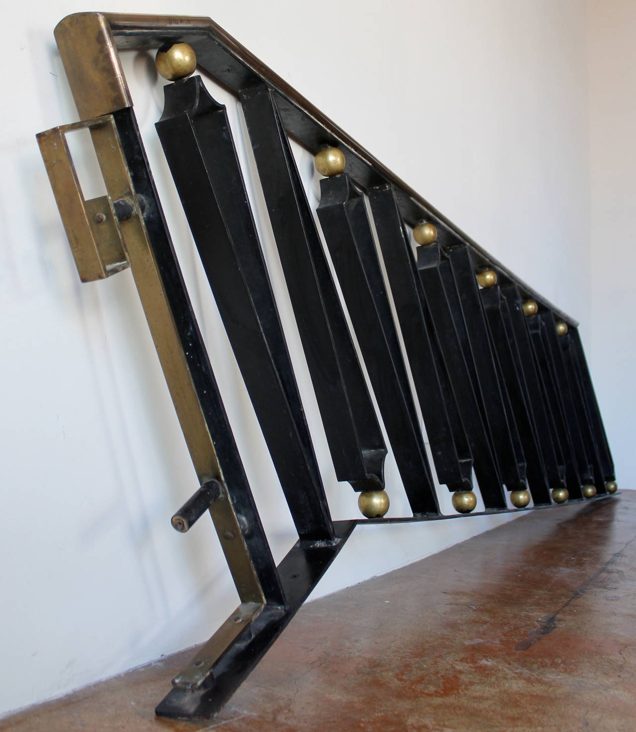 Mexican Forged Iron and Brass Handrail by Arturo Pani, Mexico City 1940s For Sale