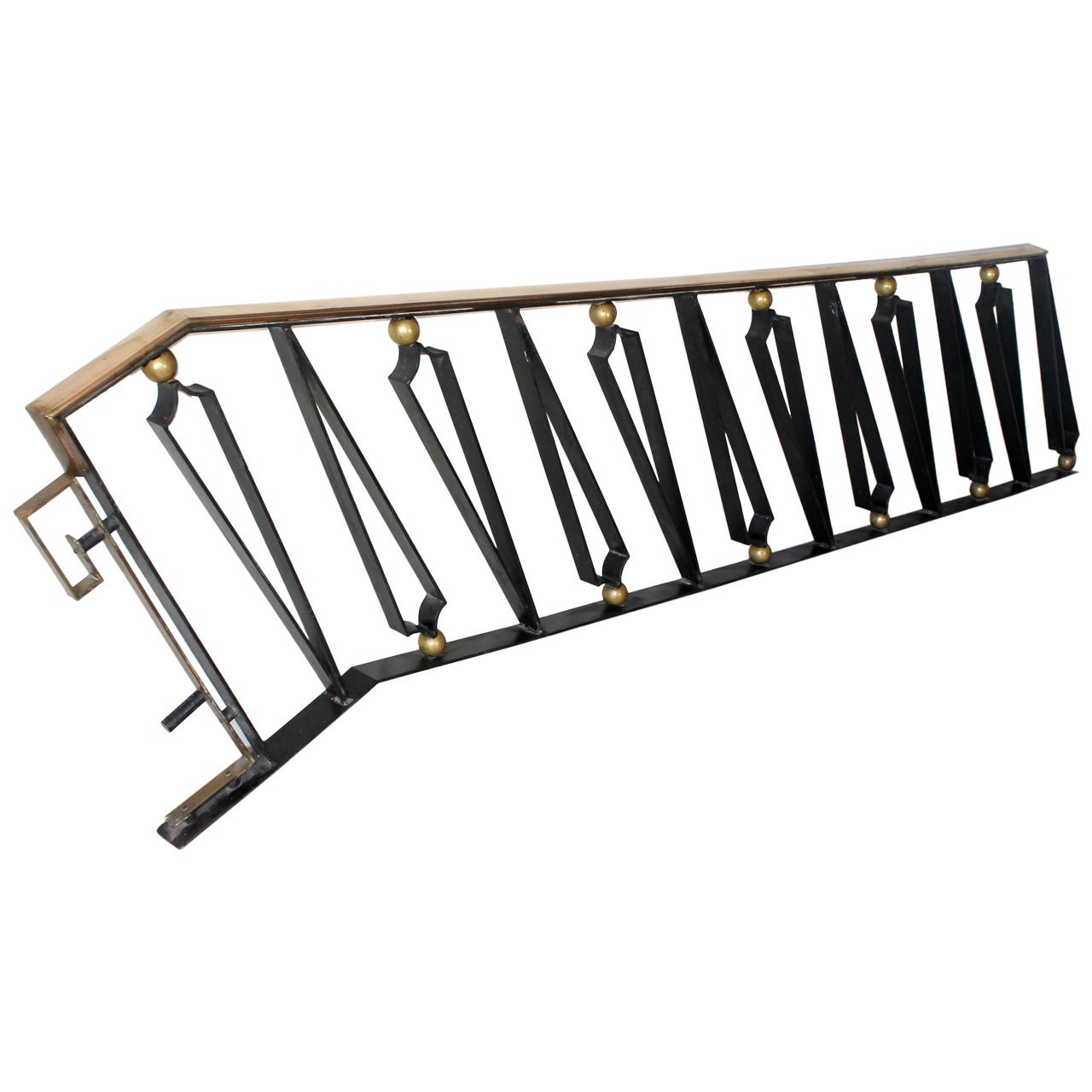 Forged Iron and Brass Handrail by Arturo Pani, Mexico City 1940s For Sale