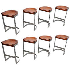 Set of 8 Barstools by Californian Craftsman Warren Bacon, Circa 1970