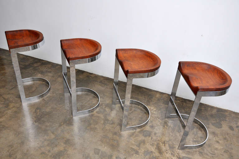 Set of 8 Barstools by Californian Craftsman Warren Bacon, Circa 1970 3