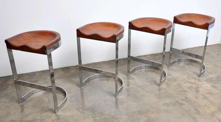Set of 8 Barstools by Californian Craftsman Warren Bacon, Circa 1970 1