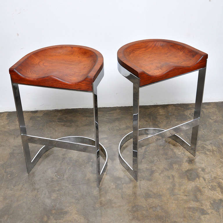 Late 20th Century Set of 8 Barstools by Californian Craftsman Warren Bacon, Circa 1970