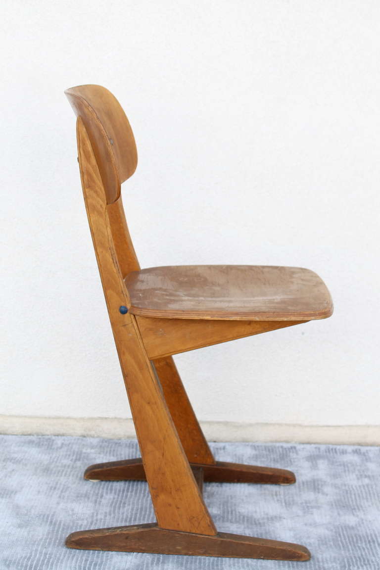 Pair of Small  Casala Oak Chairs. Germany. 1950's For Sale 2