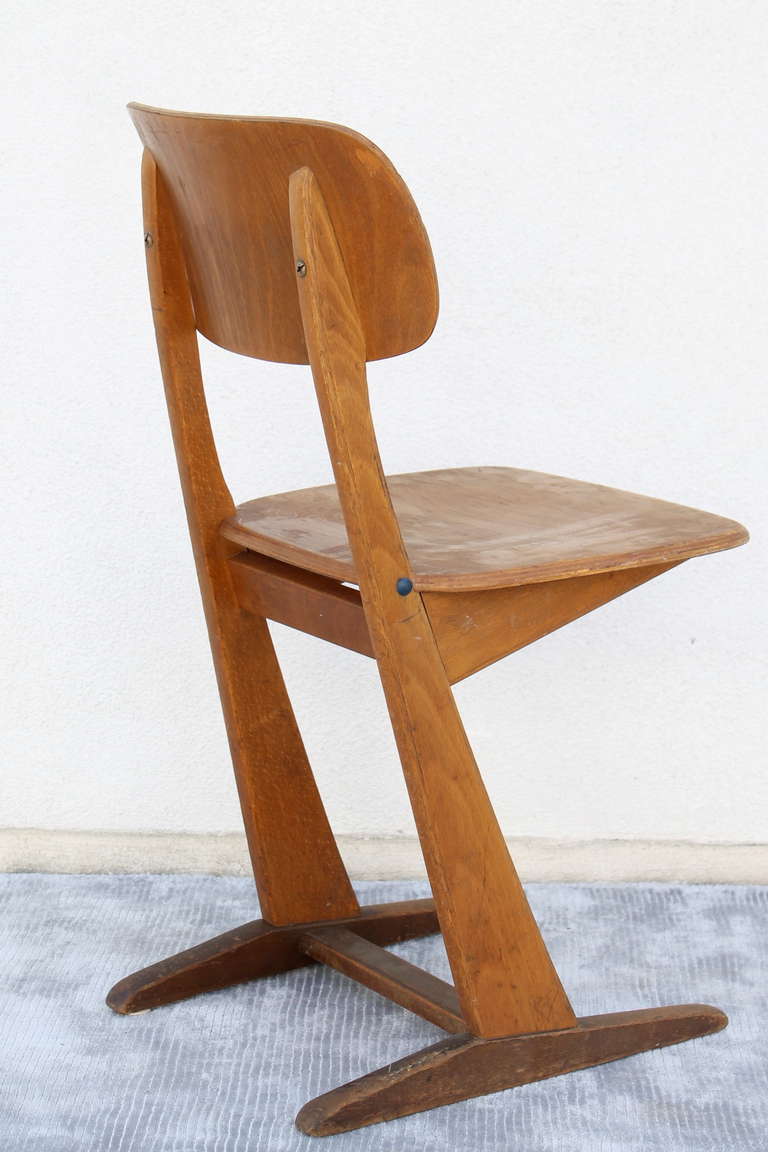 Pair of Small  Casala Oak Chairs. Germany. 1950's For Sale 3