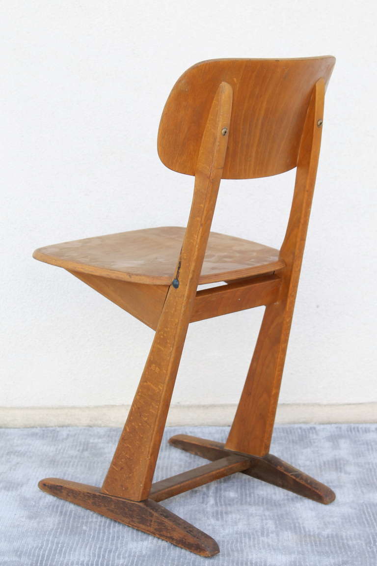Pair of Small  Casala Oak Chairs. Germany. 1950's For Sale 4