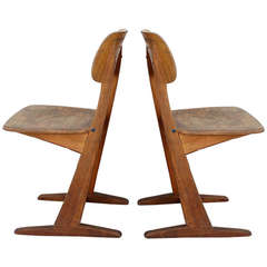 Pair of Small  Casala Oak Chairs. Germany. 1950's