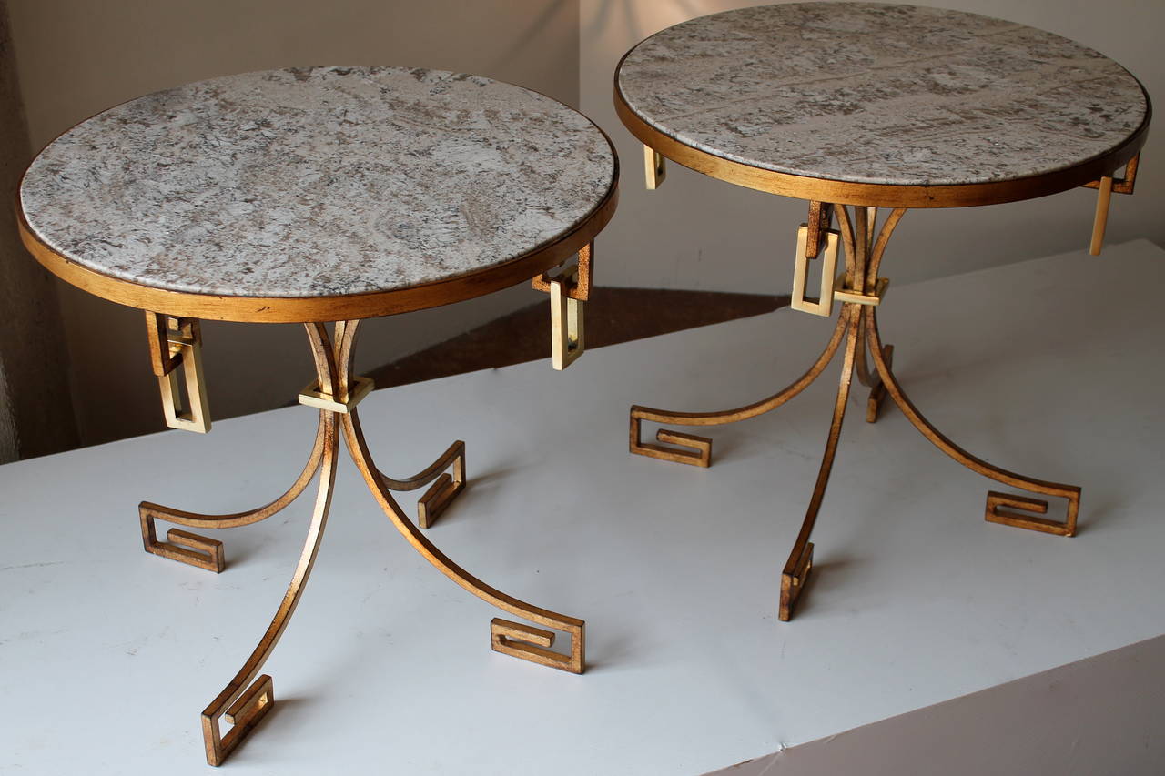 Pair of Greek Key Side Tables by Arturo Pani, Mexico City circa 1940's In Good Condition In San Diego, CA