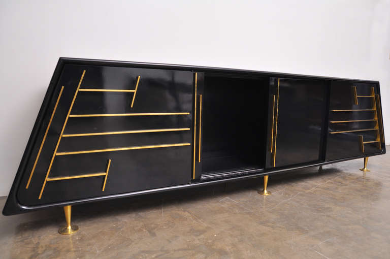 Custom Pyramid Credenza By Eugenio Escudero.Mexico 1950's 2