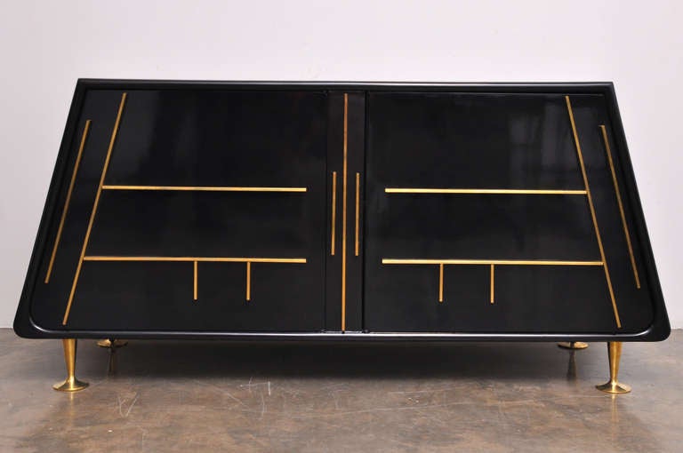 Mid-Century Modern Custom Eugenio Escudero Pyramid Shape Petite Credenza Mexico.1950s