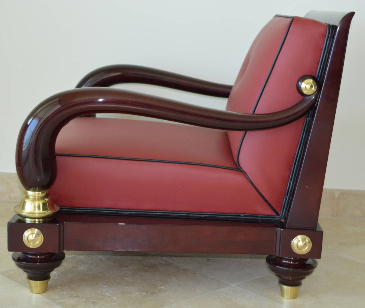 Mid-Century Modern Rare 1950s Octavio Vidales Sculptural Chairs in Lacquered Mahogany and Leather For Sale