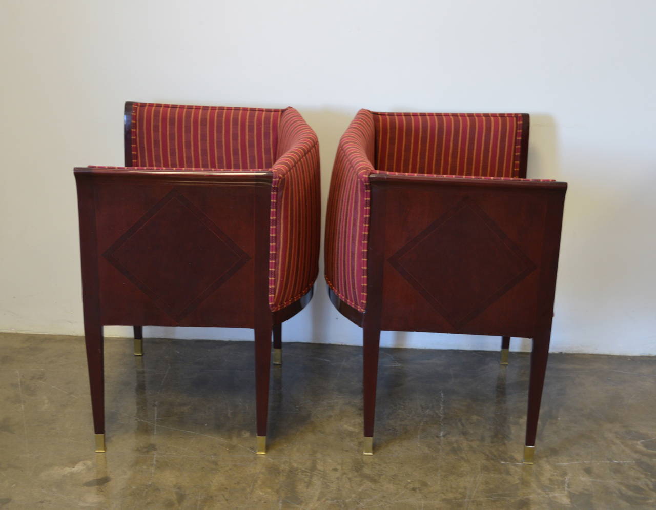 Pair of Art Deco Inlaid Paneled Armchairs in the Style of Eliel Saarinen 2