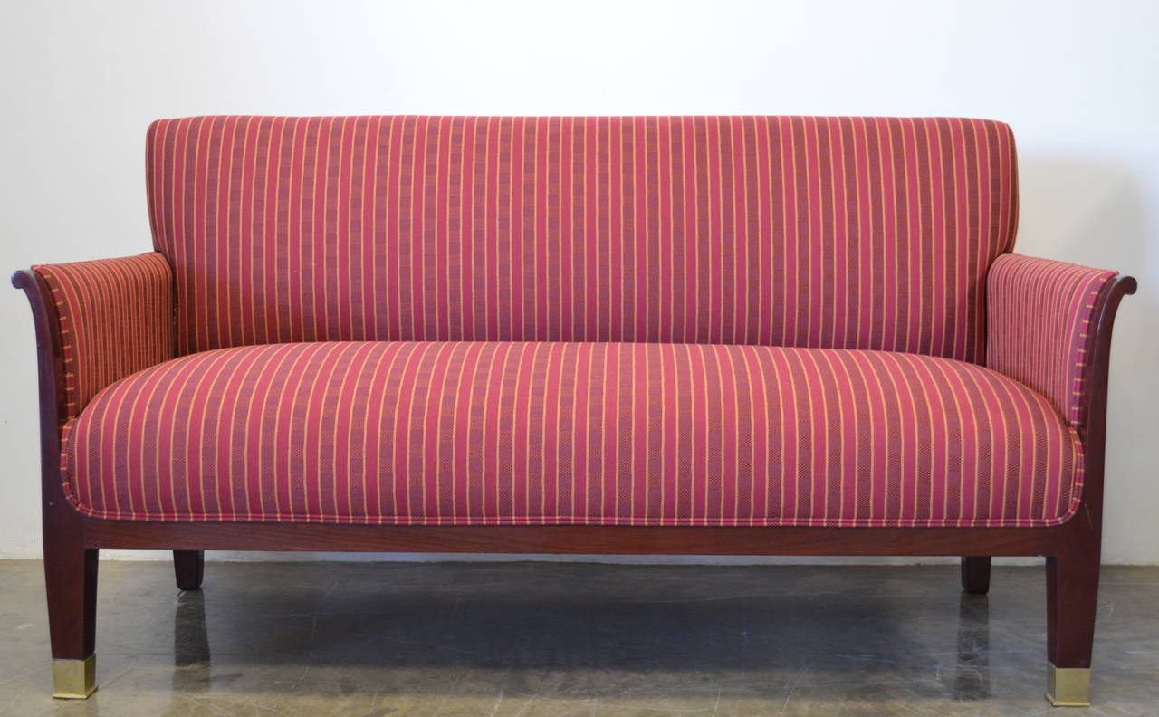 Art Deco Inlaid Paneled Settee or Sofa in the Style of Eliel Saarinen